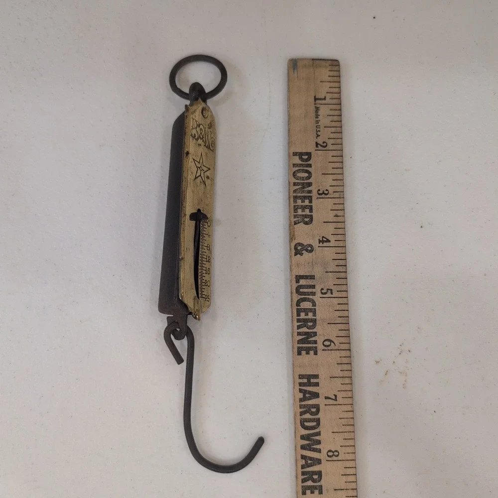 Vintage PS & W Co. Brass Hanging Scale 25 lb Star Antique 8.5 inch 1890-1910 - Picture 10 of 10